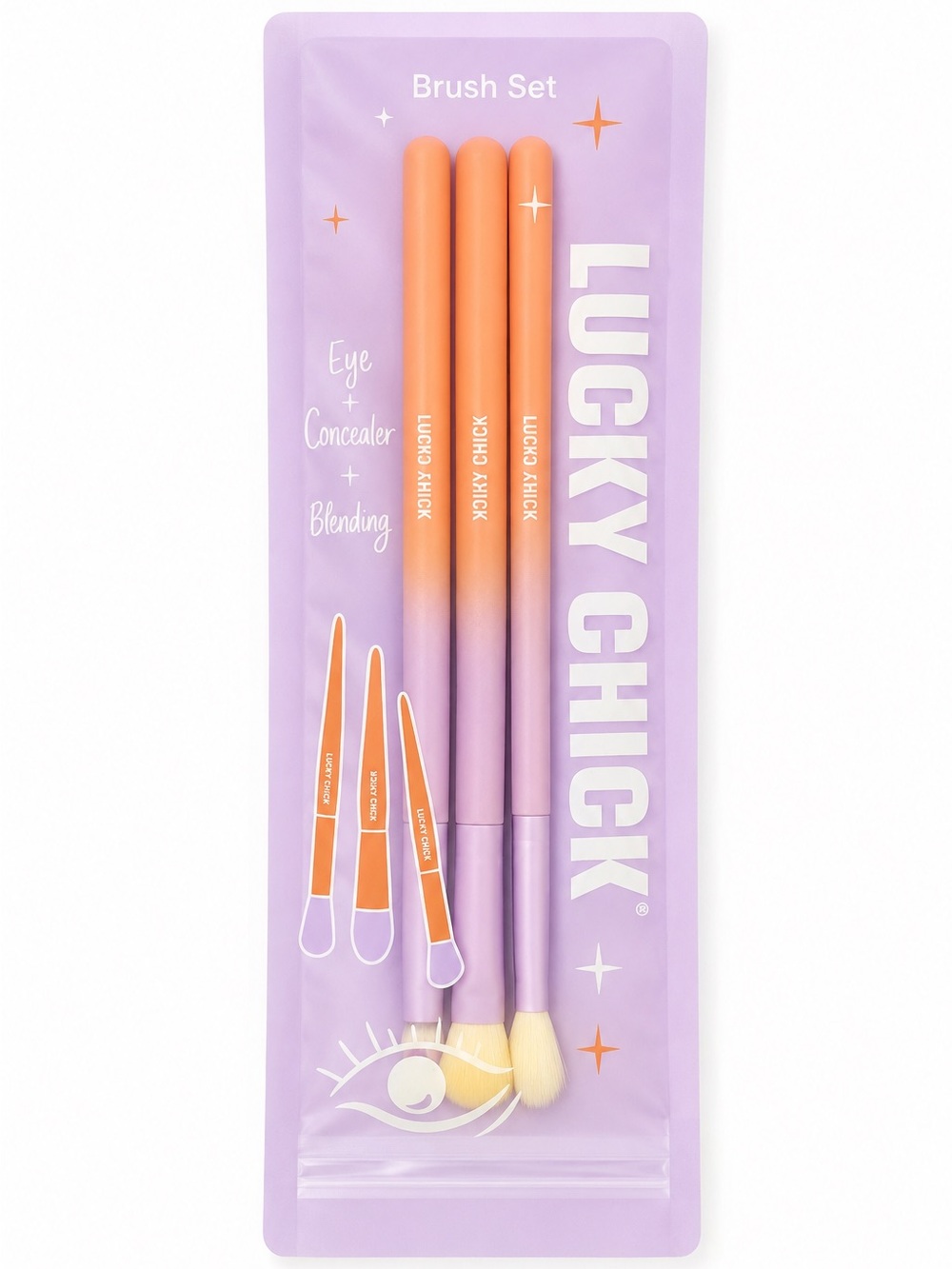 Lucky Chick Purple & Orange Eye Makeup Brush Set